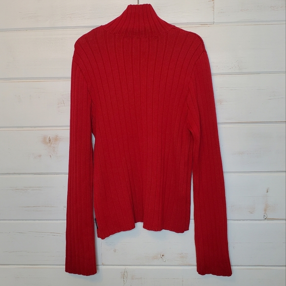 Abercrombie & Fitch RED Heavy Ribbed Knit Turtle Neck Sweater XL - Picture 6 of 10